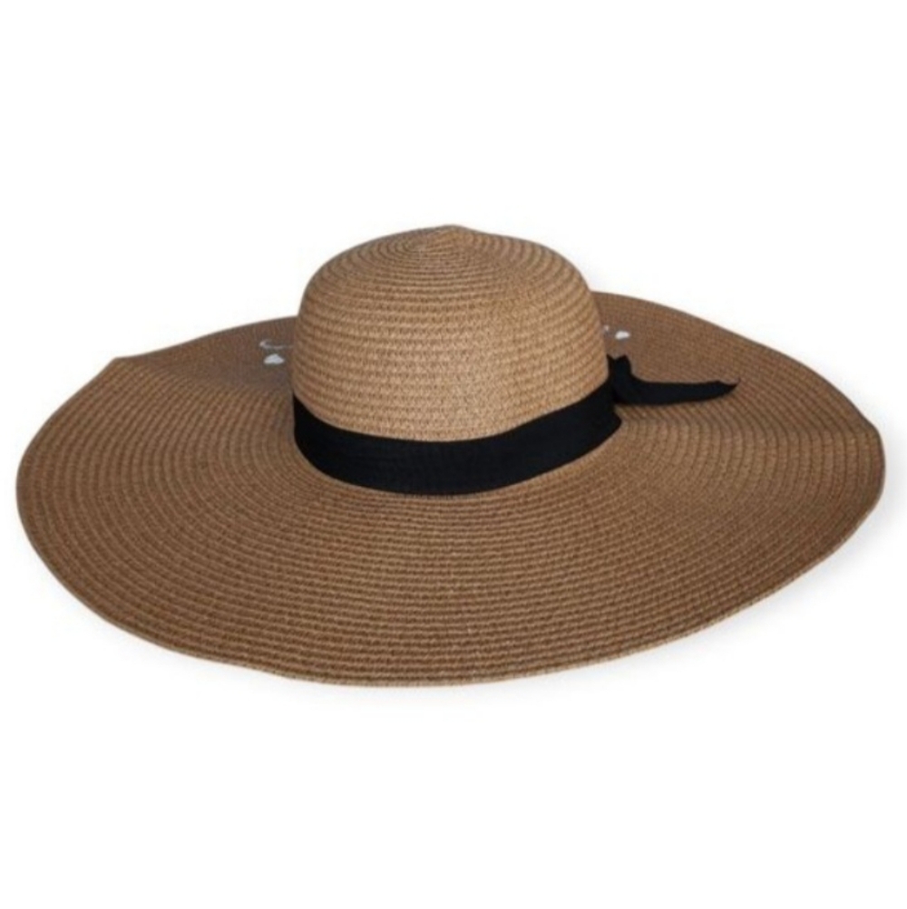 Bride Sun Hat with Black Ribbon - Picture 4 of 5